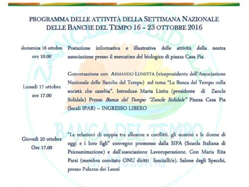Programma delle attività della BdT  Zancle Solidale di Messina